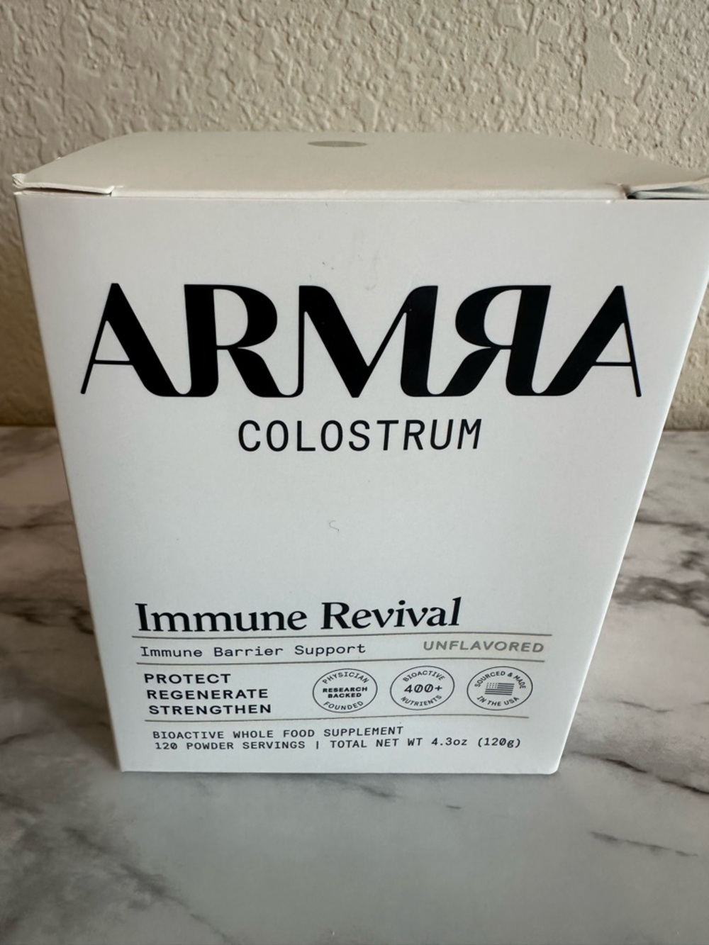 NIB - ARMRA Colostrum Immune Revival Unflavored - 120 servings - 4.3oz